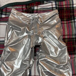 SHEIN Metallic Silver Women's Pants
